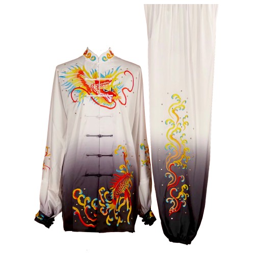 White/black Gradient Uniform with Dragon Embroidery