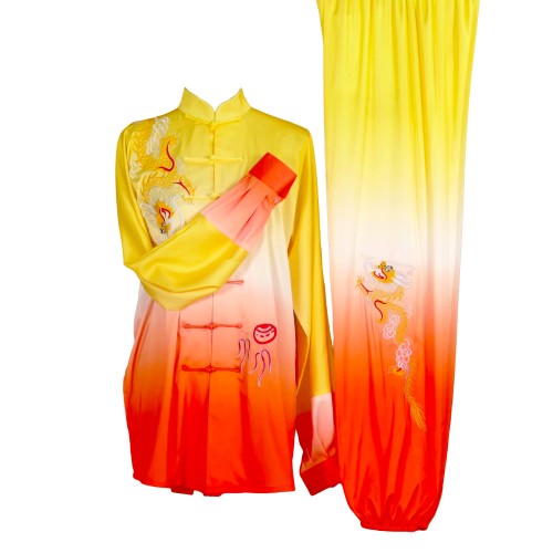 Yellow/White/Red-Orange Gradient Uniform with Dragon Embroidery
