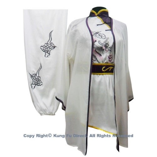 White Shawl with Dark Purple Trim - Shawl only