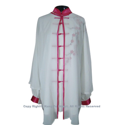 White Shawl with Magenta Trim and Button－ Shawl Only