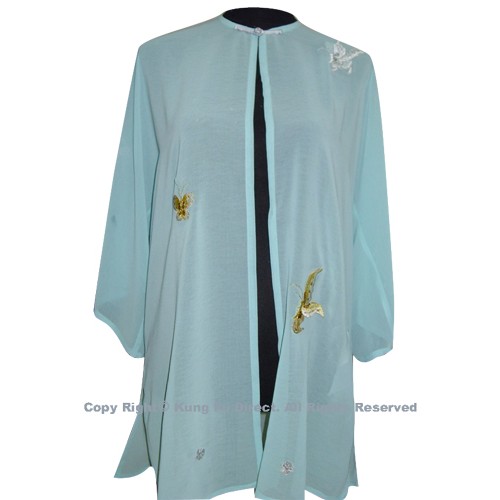 Light Blue Shawl with Butterfly Embroidery