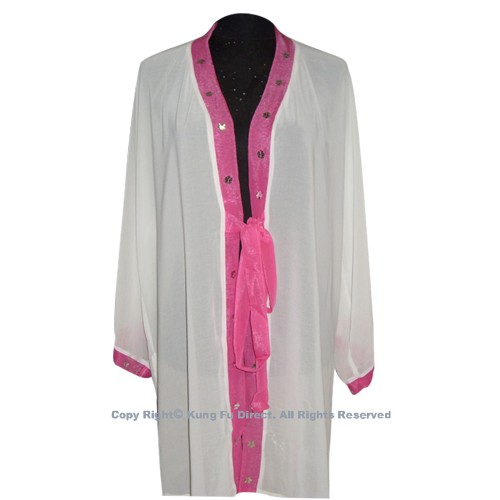 White Shawl with Magenta Trim