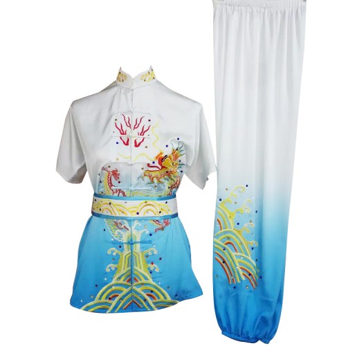 White and Blue Gradient Fancy Design Embroidery