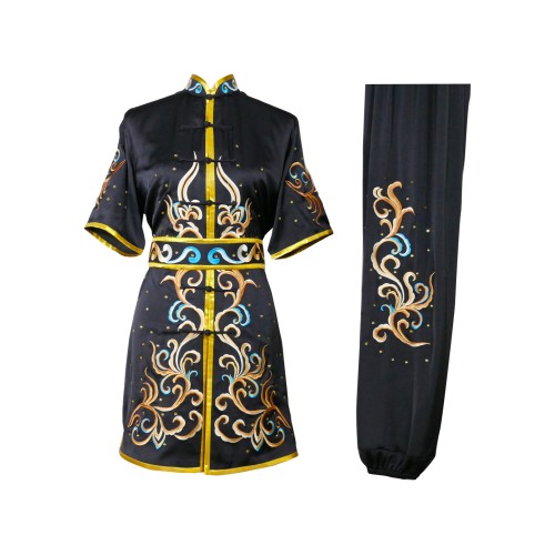Black Uniform with Phoenix, Flower, Cloud  and Water Embroidery  (Pre-Order)