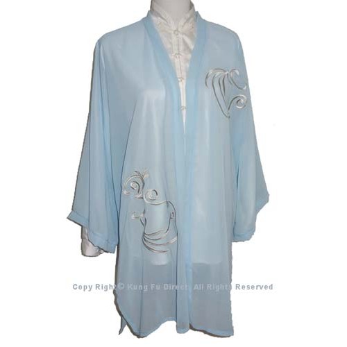Light Blue Shawl with Flower Embroidery